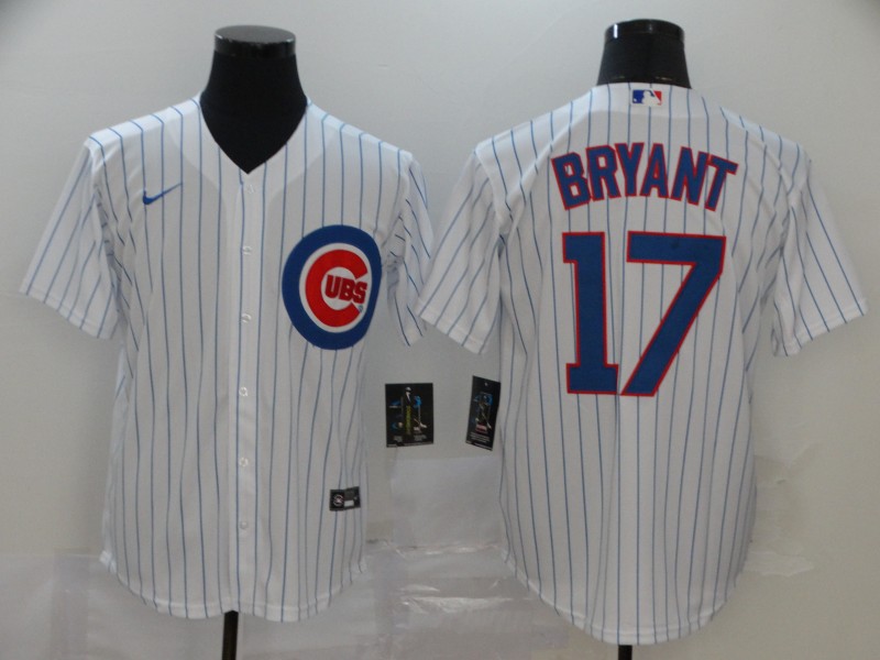 Men's Chicago Cubs #17 Kris Bryant White Cool Base Stitched MLB Jersey